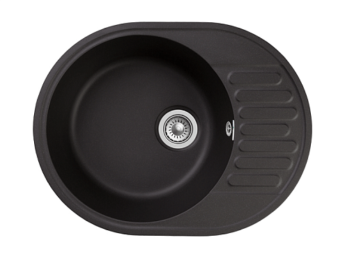Мойка GRANFEST QUARZ (ECO) 58 РОНДО чаша+крыло 620х480 мм черный без сифона: фотография 1