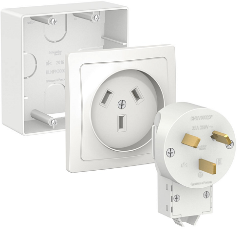 Комплект силовой Blanca 32А 250В (подъемная коробка + розетка + вилка) белый Systeme Electric BLNSK003231: фотография 1