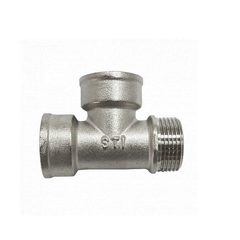 Тройник латунный 1/2" В-В-Н никелированный STI: фотография 1