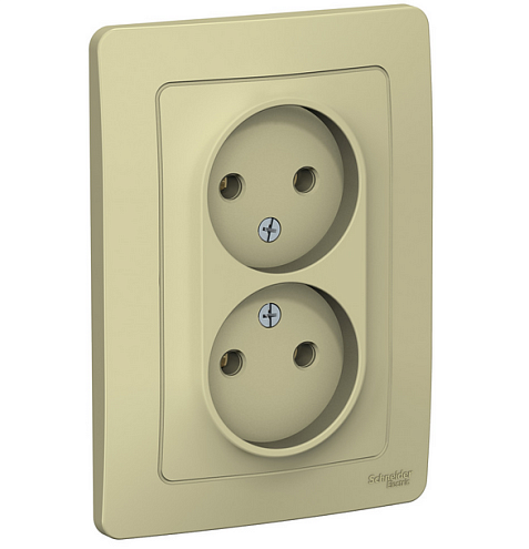 Розетка 2-м СП Blanca 16А IP20 250В без заземл. без защ. шторок беж. SchE BLNRS000027: фотография 1