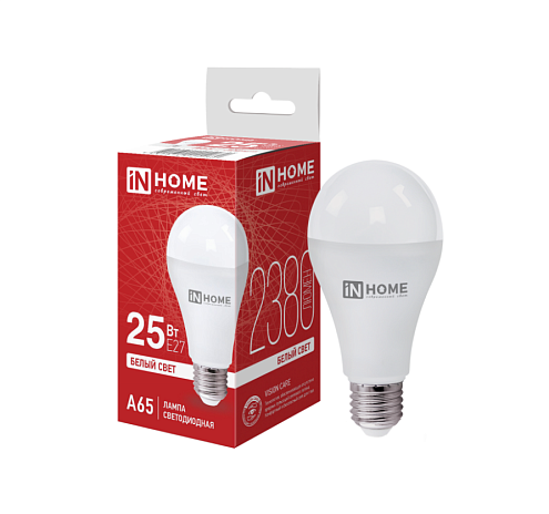 Лампа светодиодная LED-A65-VC 25Вт груша 230В Е27 4000К 2380Лм IN HOME 4690612024080: фотография 1