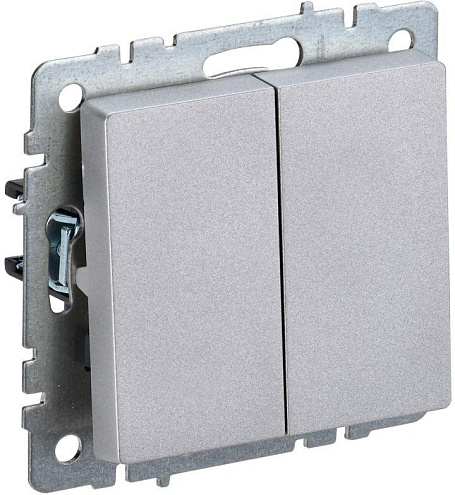 Выключатель 2-кл. СП BRITE ВС10-2-0-БрА 10А алюм. IEK BR-V20-0-10-K47: фотография 1