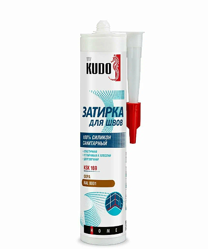 Герметик-затирка для швов KUDO HOME KSK-169 силиконовый санитарный, охра RAL8001, 280мл: фотография 1