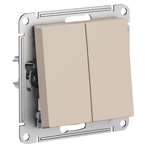 Выключатель 2-клавишный AtlasDesign (сх.5) 10AX механизм песочный Systeme Electric ATN001251: фотография 1