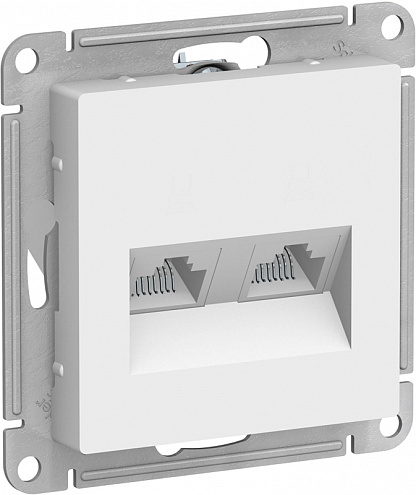 Механизм розетки компьютерной 2-м ATLAS DESIGN RJ45 + RJ45 кат.5e бел. SchE ATN000185: фотография 1