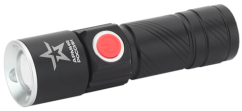 Фонарь светодиодный универсальный MA-601 АРМИЯ РОССИИ "Циркон" 3Вт регулир. фокус 3 режима Li аккум. USB алюм. блист. Эра Б0030191: фотография 1