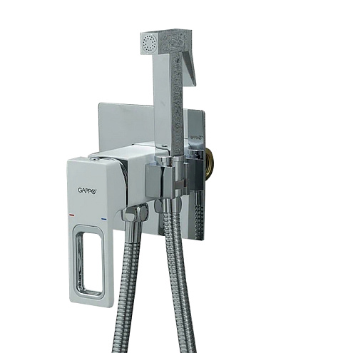 Смеситель с гигиеническим душем 35к G7217-8 GAPPO встраиваемый, БЕЛЫЙ-ХРОМ: фотография 1