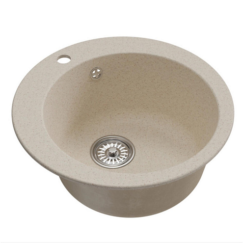 Мойкa ML-GM13 круглая, бежевая (328), 495 мм глубина чаши 200 мм: фотография 1
