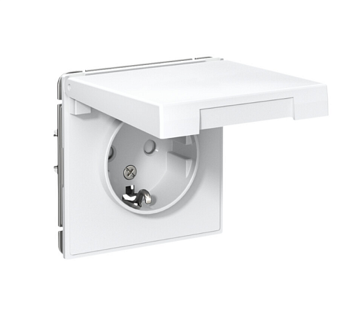 Розетка ArtGallery 16А IP20 с заземлением защитные шторки с крышкой механизм лотос Systeme Electric GAL001346: фотография 1