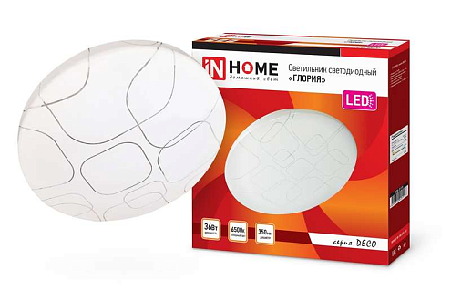 Светильник светодиодный DECO ГЛОРИЯ 36Вт 230В 6500К 2340лм 350мм IN HOME 4690612025117: фотография 1