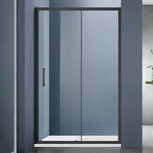 Душевое ограждение SANTREK AQUA Lea- DF-1200-C-Matt Black 1200*1850 Прямое стекло Прозр 5мм, профиль Чёрный: фотография 1