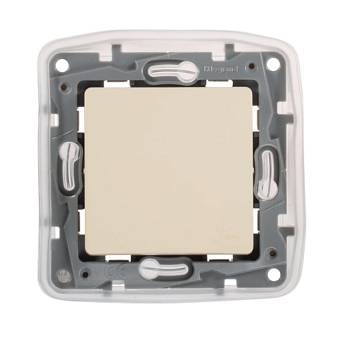Механизм переключателя 1-клавиши СП Etika IP44 слоновая кость Leg 672300: фотография 1