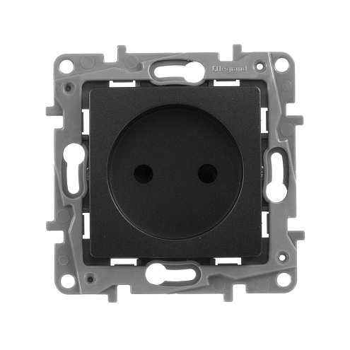 Механизм розетки 1-м СП Etika 16А IP31 защ. шторки без заземл. винт. клеммы антрацит Leg 672634: фотография 1
