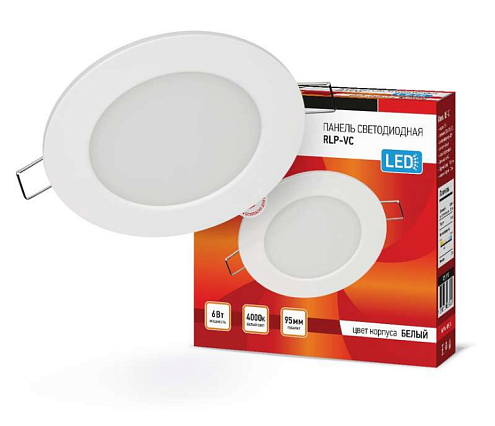Светильник светодиодный RLP-VC 6Вт 230В 4000К 420лм 95мм IP40 панель круглая бел. IN HOME 4690612023342: фотография 1
