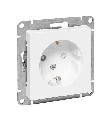 Розетка Эпика 16А с заземлением защитные шторки механизм белый EKF UP1-SOW-111: фотография 1