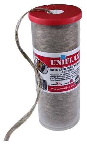 Лён сантехнический 40гр Uniflаx 55м в тубе: фотография 1