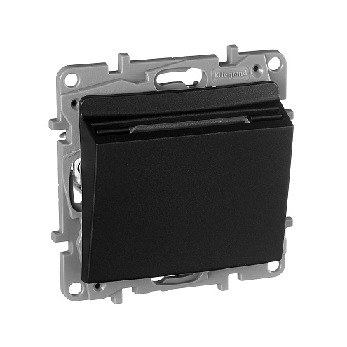 Механизм выключателя карточный 1-кл. СП Etika 2А IP20 с выдержкой врем. Антрацит Leg 672693: фотография 1