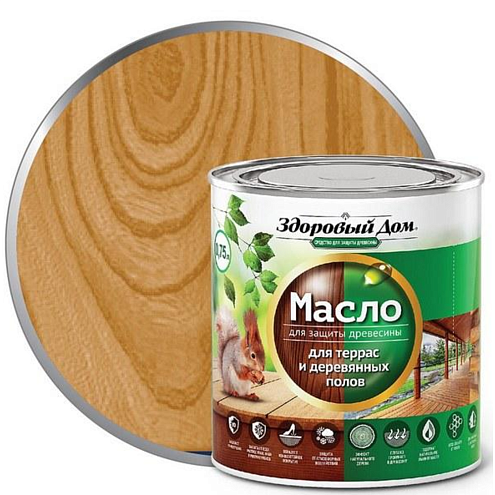 Масло для террас и деревянных полов &quot;Здоровый Дом&quot;, Орех 0,75л : фотография 1