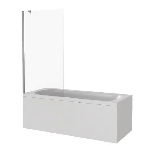 Шторка для ванны SANTREK AQUA Slim FG- 800-C-Chrome неподвижная, 800х1400, с кронштейном, стекло прозрачное 5мм, профиль Хром: фотография 1