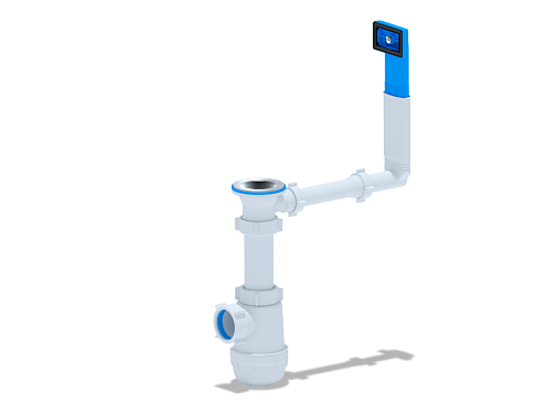 Сифон для кухонной мойки1 1/2&quot;х40 грот с жестким прямоугольным переливом АНИ Пласт А0140: фотография 1