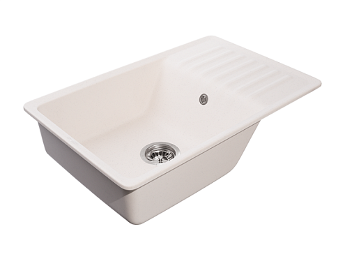 Мойка GRANFEST QUARZ 72 1 чаша+крыло 760х480 мм белый без сифона: фотография 1