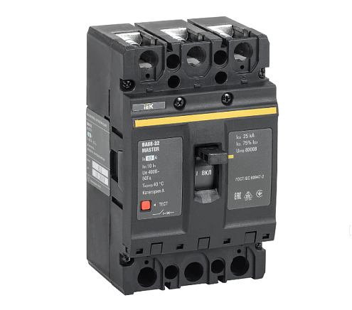 Выключатель автоматический 3п 63А 25кА ВА88-32 MASTER IEK SVA10-3-0063-02: фотография 1