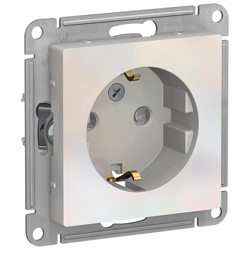 Механизм розетки 1-м СП ATLAS DESIGN с заземл. защ. шторки 16А жемчуг SchE ATN000445: фотография 1