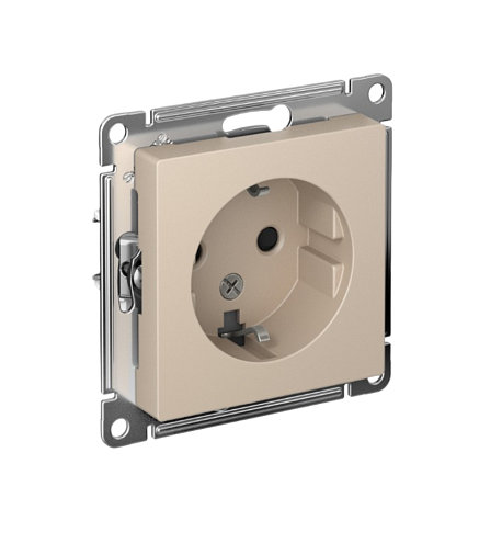 Розетка AtlasDesign 16А с заземлением защитные шторки механизм песочный Systeme Electric ATN001245: фотография 1