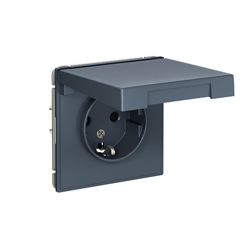 Розетка ArtGallery 16А IP20 с заземлением защитные шторки с крышкой механизм грифель Systeme Electric GAL000746: фотография 1