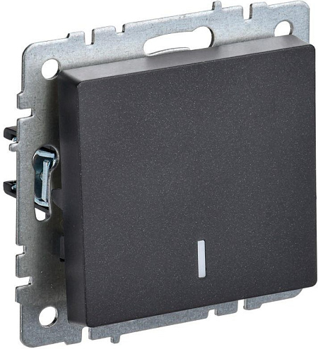 Выключатель 1-кл. СП BRITE ВС10-1-1-БрЧ 10А с инд. черн. IEK BR-V10-1-10-K02: фотография 1