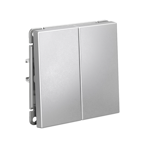 Переключатель 2-клавишный ArtGallery (сх.6/2) 10AX механизм алюминий Systeme Electric GAL000365: фотография 1