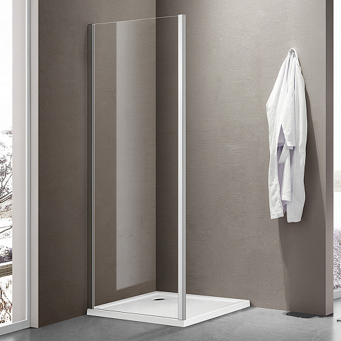 Боковая часть душевого ограждения SANTREK AQUA Iris- SP-700-C-Chrome 700х1850 стекло прозрачное 6мм, профиль хром: фотография 1