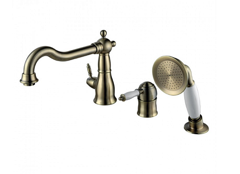 Смеситель Lemark &quot;Вилла&quot; LM4845B для ванны встраиваемый на 3 отверстия с аксессуарами бронза: фотография 1