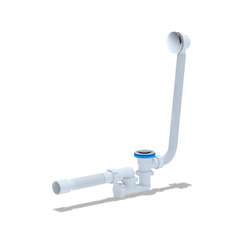 Сифон для ванны регулируемый с выпуском 1 1/2&quot;х40 с переливом, клик-клак, с гибкой трубой 37540/50(сетка) АНИ Пласт EC255S: фотография 1