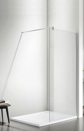 Душевое ограждение SANTREK AQUA Тour - SG-900-G-Chrome 900х1950 стекло Грейп 6мм, профиль Хром,  штанга в комплекте: фотография 1