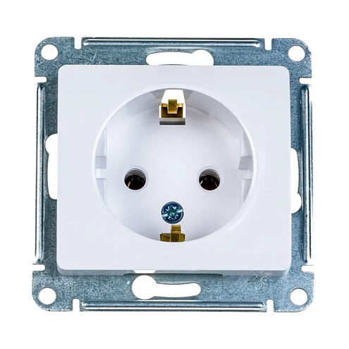 Розетка 1-м СП Glossa 16А IP20 с заземлением, механизм, белая SE GSL000143: фотография 1