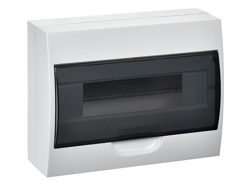 Корпус пластиковый ЩРН-П-12 черная прозрачная дверь IP41 GENERICA MKP12-N-12-41-G: фотография 1