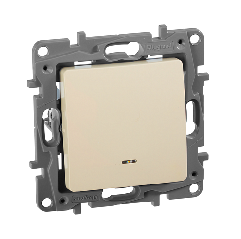 Механизм переключателя 1-клавишный Etika с подсветкой безвинтовые зажимы слоновая кость Legrand 672315: фотография 1