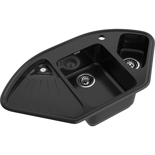 Мойка GRANFEST GF-C1040E 1,5 чаши, угловая 1040х560 мм черный: фотография 1