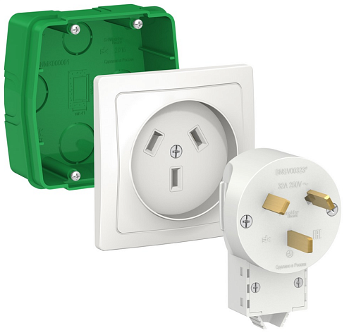 Комплект силовой Blanca 32А 250В: монтажная коробка + розетка + вилка, белый Systeme Electric BLNSK013231: фотография 1