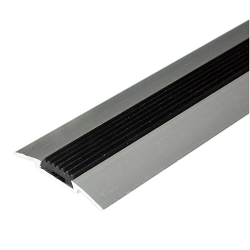 Порог стык 42мм 1,8м алюминий с резиновой вставкой чёрная: фотография 1