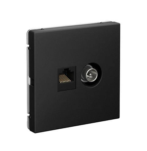 Розетка компьютерная + телевизионная ArtGallery RJ45 + TV кат.5E карбон Systeme Electric GAL001089: фотография 1