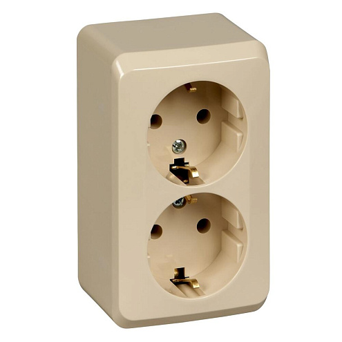 Розетка 2-м ОП Этюд 16А с заземл. крем. SchE PA16-007K: фотография 1
