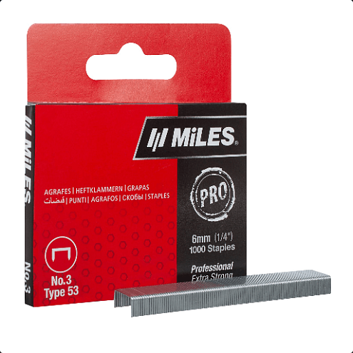 Скобы тип 53,  6мм, 1000шт, MiLES: фотография 1