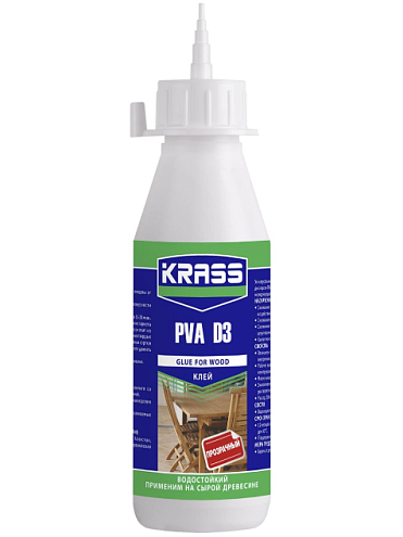 Клей KRASS водостойкий PVA D3 для древесины Белый 0,2л : фотография 1