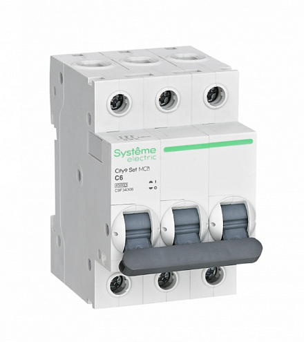 Выключатель автоматический модульный 3п C 6А 4.5кА City9 Set 400В SE C9F34306: фотография 1