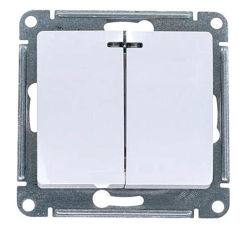 Выключатель 2-клавиши СП Glossa 10А IP20 (сх. 5а) 10AX с подсветкой механизм белый SE GSL000153: фотография 1