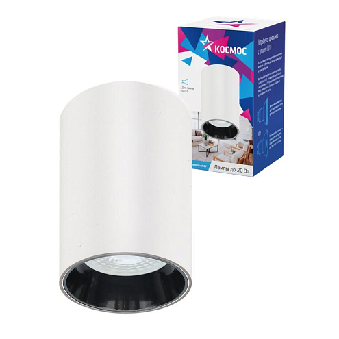 Светильник светодиодный FixtGU10_002White GU10 накладной черный КОСМОС KFixtGU10_002White: фотография 1