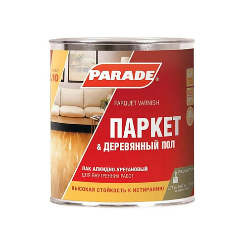 Лак алкидно-уретановый PARADE L10 Паркет & Деревянный пол, полуматовый, 0,75л: фотография 1