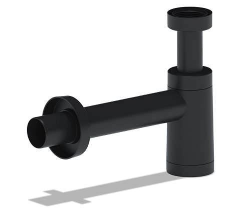 Сифон бутылочный 1 1/4&quot;х40 АНИ Пласт BRB1004BL, без выпускак с переходной трубкой D40, черный: фотография 1